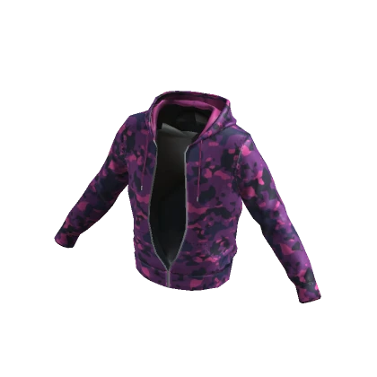 Y2K Zip Up Hoodie Purple Camo