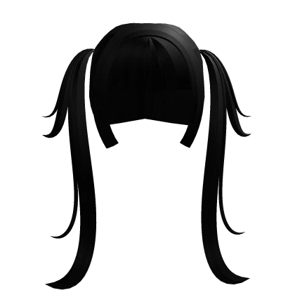 ♡ : pretty black long wispy pigtails