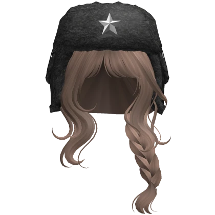 Light Brown Wavy Braid w/ Black Ushanka