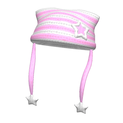 Star Kitty Crochet Beanie w Strings Pink