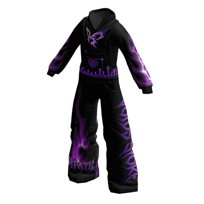 Overalls w Hoodie Art Black