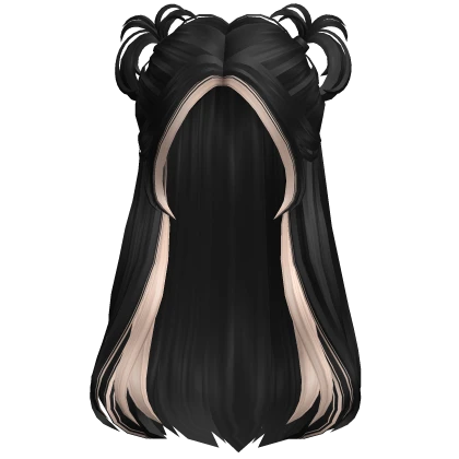 Messy Half Up Hair  w/ Pigtails (2 Tone)