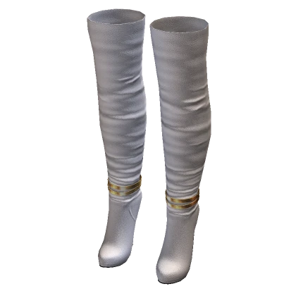 High Heel Leather Boots - White