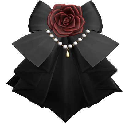 Black Jabot Ruffle Red Rose 3.0
