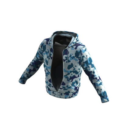 Y2K Zip Up Hoodie Blue Camo