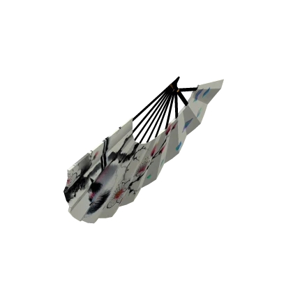 A White Dance Fan with Little Birds Right Hand