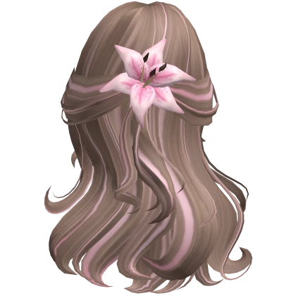 ♡ brown summer half up hair with pink flower