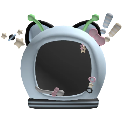 Cute Kawaii Blue Astronaut Alien Kitty Helmet