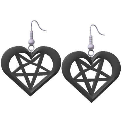 Black Star Heart Earrings