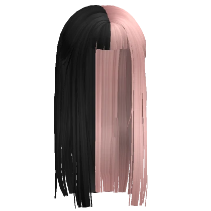 Hime Half Black + Pink Long Straight Hair