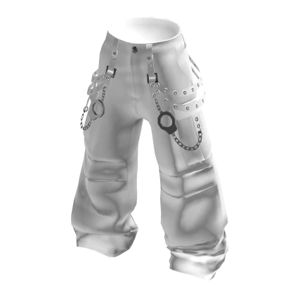 💗PUNK CHAIN CARGO PANTS_WHITE