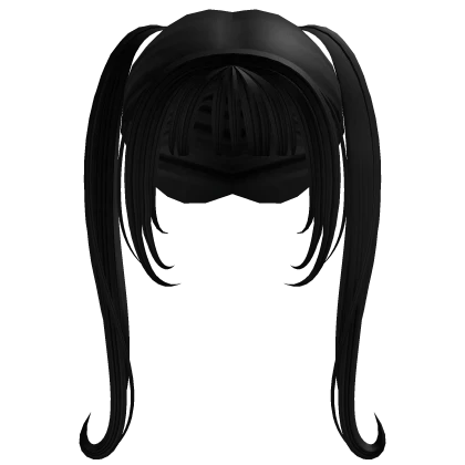 ♡ : jirai kei long curly pigtails w bangs in black