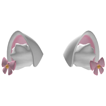 ♡ cutecore kitty cat ears w/ pink bows white