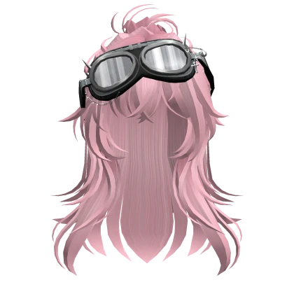 Pink Anime Half-Up Hair w/ Y2K Goggles