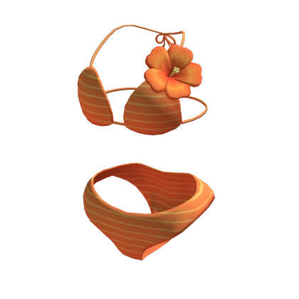Orange Bikini w/ Hibiscus