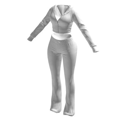Tracksuit White Juicy Outfit Flared Pants Crop Top