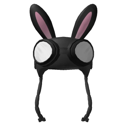 Cute  Bunny Hat w/ Goggles (Black)