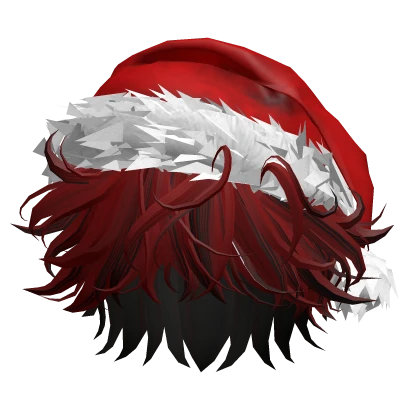 Red & Black Messy Hair w/ Christmas Santa Hat