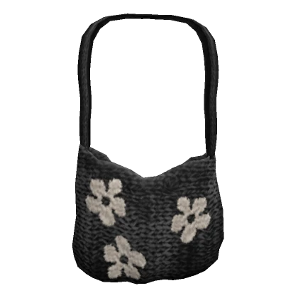 cute y2k black flower tote bag