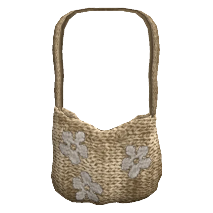 cute y2k tan flower tote bag