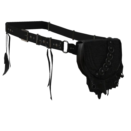 Vkei Leather Feather Waist Belt Satchel Bag Silver