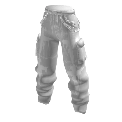 Grunge Y2K Cross Cargo Pants w/ Chains - White