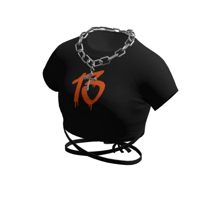 Halloween 13 Crop Top w/ Silver Cross Necklace