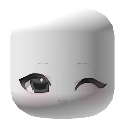 Happy Grey Winking Starry Anime Face Eepy Cutesy