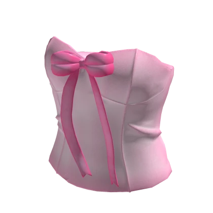 Pink Classic Corset Top With Pink Bow Ribbon