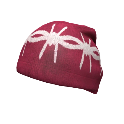 BARBED WIRE BEANIE -- CHERRY 