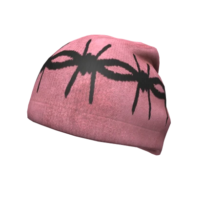 BARBED WIRE BEANIE -- PINK / BLACK