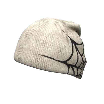 SPIDER WEB BEANIE -- BEIGE / BLACK
