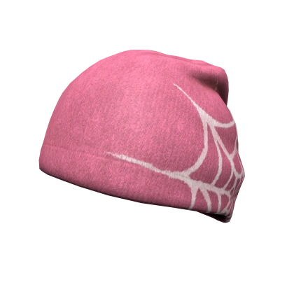 SPIDER WEB BEANIE -- PINK / WHITE