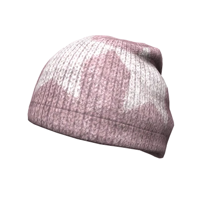 STAR KNIT BEANIE -- PINK / WHITE