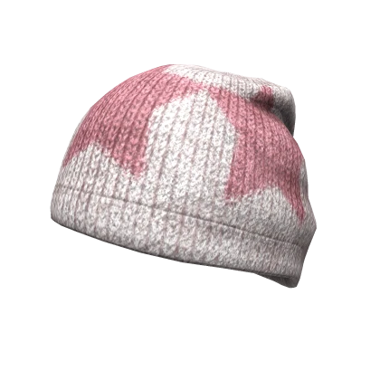 STAR KNIT BEANIE -- WHITE / PINK