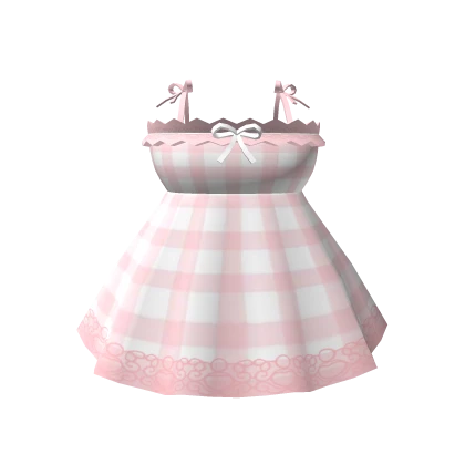 💟💖Chibi Doll beautiful Pink Plaid Dress