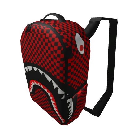 Red & Black Checkered Sprayground Shark Backpack