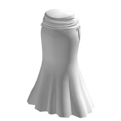 White Ruched Mermaid Tail Long Skirt