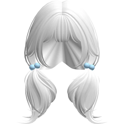 White Hair Pigtails w/ Blue Hairclips