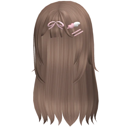 ♡ cutecore flowy hair w/ ribbon+hairclips brown