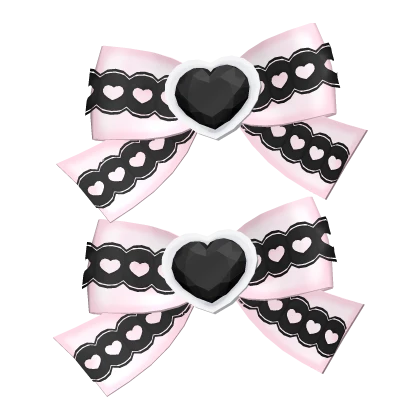 ୨୧: kawaii jirai kei hairclip bows black pink