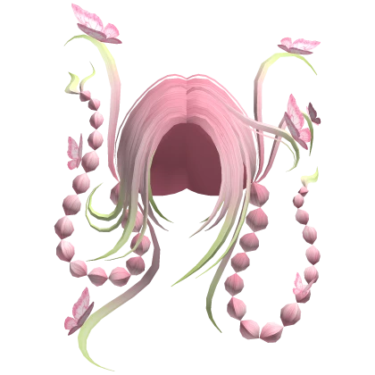 Magical Windy Braids w/ Butterflies (Pink Green)