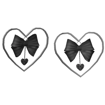 Black Ribbon Heart Earrings