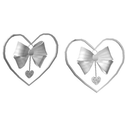 White Ribbon Heart Earrings