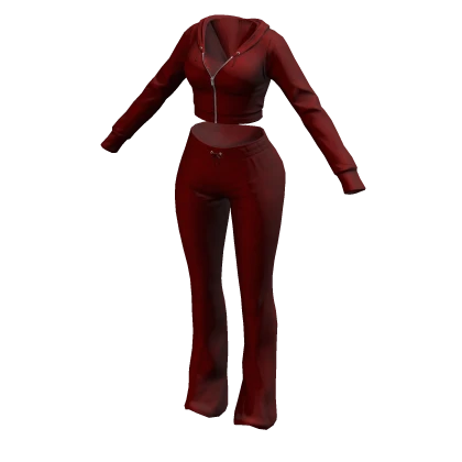 Tracksuit Red Juicy Outfit Flared Pants Crop Top