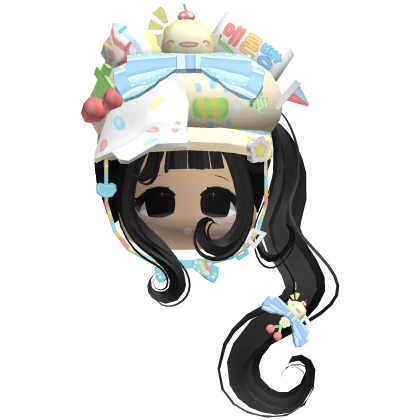 ♡ cutesy yummy ice cream duck hair & face (Black)