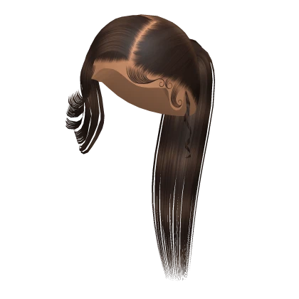 Long Ponytail w Side Bang in Brown