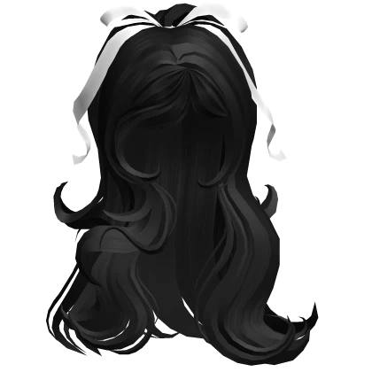 ♡ Half Up Half Down with White Bow (Black)