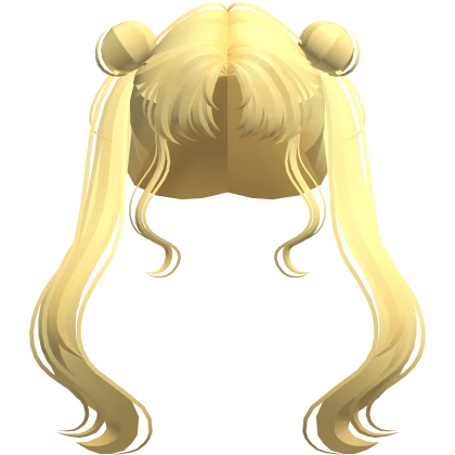 Sailor Moon Yellow Long Anime Kawaii Bun Twintails