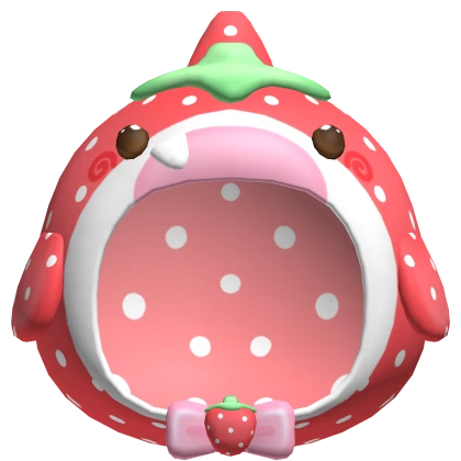 cute kawaii red strawberry shark hood